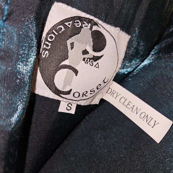 NWT S 10" GREEN SILK A-line MINI SKIRT with Red Trim - Picture 5 of 15